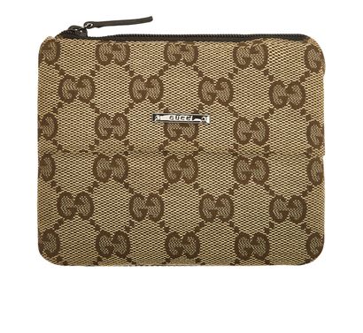 Gucci GG Monogram Coin Pouch, &pound;80, Accessories, Beige/Brown, Canvas, Front view